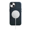 ICarer Oil Wax Premium Leather Case skórzane etui iPhone 14 Plus magnetyczne z MagSafe ciemnoniebieski (WMI14220703-BU)
