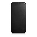 ICarer CE Oil Wax Premium Leather Folio Case skórzane etui iPhone 14 Plus z klapką magnetyczne MagSafe czarny (AKI14220707-BK)