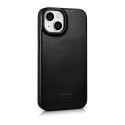 ICarer CE Oil Wax Premium Leather Folio Case skórzane etui iPhone 14 Plus z klapką magnetyczne MagSafe czarny (AKI14220707-BK)