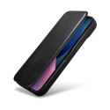 ICarer CE Oil Wax Premium Leather Folio Case skórzane etui iPhone 14 Plus z klapką magnetyczne MagSafe czarny (AKI14220707-BK)