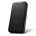 ICarer CE Oil Wax Premium Leather Folio Case skórzane etui iPhone 14 Plus z klapką magnetyczne MagSafe czarny (AKI14220707-BK)