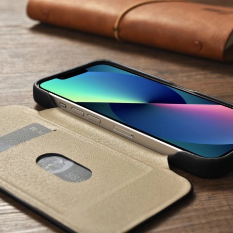 ICarer CE Oil Wax Premium Leather Folio Case skórzane etui iPhone 14 Plus z klapką magnetyczne MagSafe czarny (AKI14220707-BK) ICarer CE Oil Wax Premium Leather Folio Case skórzane etui iPhone 14 Plus z klapką magnetyczne MagSafe czarny (AKI14220707-BK)