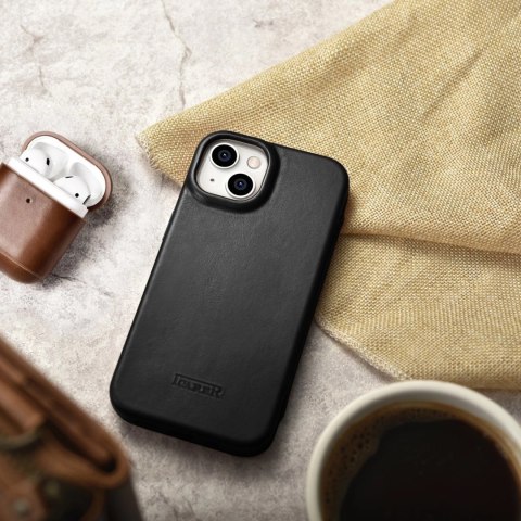 ICarer CE Oil Wax Premium Leather Folio Case skórzane etui iPhone 14 Plus z klapką magnetyczne MagSafe czarny (AKI14220707-BK) ICarer CE Oil Wax Premium Leather Folio Case skórzane etui iPhone 14 Plus z klapką magnetyczne MagSafe czarny (AKI14220707-BK)
