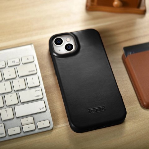 ICarer CE Oil Wax Premium Leather Folio Case skórzane etui iPhone 14 Plus z klapką magnetyczne MagSafe czarny (AKI14220707-BK) ICarer CE Oil Wax Premium Leather Folio Case skórzane etui iPhone 14 Plus z klapką magnetyczne MagSafe czarny (AKI14220707-BK)