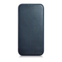 ICarer CE Oil Wax Premium Leather Folio Case skórzane etui iPhone 14 Plus z klapką magnetyczne MagSafe niebieski (AKI14220707-BU