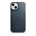 ICarer CE Oil Wax Premium Leather Folio Case skórzane etui iPhone 14 Plus z klapką magnetyczne MagSafe niebieski (AKI14220707-BU