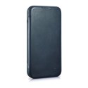 ICarer CE Oil Wax Premium Leather Folio Case skórzane etui iPhone 14 Plus z klapką magnetyczne MagSafe niebieski (AKI14220707-BU