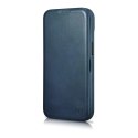 ICarer CE Oil Wax Premium Leather Folio Case skórzane etui iPhone 14 Plus z klapką magnetyczne MagSafe niebieski (AKI14220707-BU