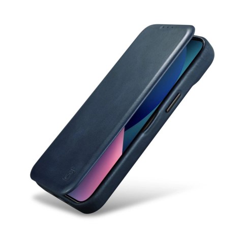 ICarer CE Oil Wax Premium Leather Folio Case skórzane etui iPhone 14 Plus z klapką magnetyczne MagSafe niebieski (AKI14220707-BU ICarer CE Oil Wax Premium Leather Folio Case skórzane etui iPhone 14 Plus z klapką magnetyczne MagSafe niebieski (AKI14220707-BU