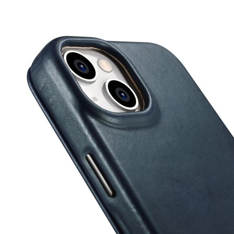 ICarer CE Oil Wax Premium Leather Folio Case skórzane etui iPhone 14 Plus z klapką magnetyczne MagSafe niebieski (AKI14220707-BU ICarer CE Oil Wax Premium Leather Folio Case skórzane etui iPhone 14 Plus z klapką magnetyczne MagSafe niebieski (AKI14220707-BU