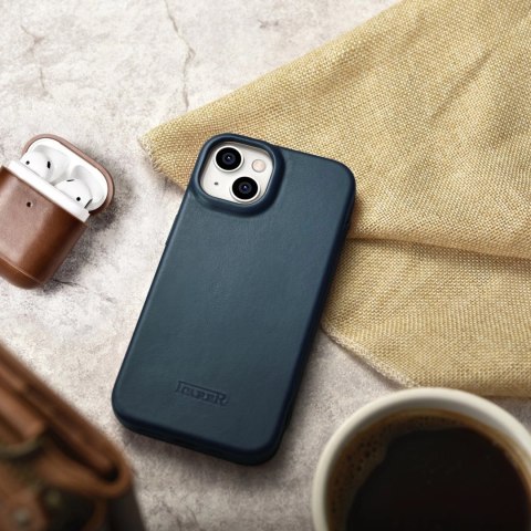 ICarer CE Oil Wax Premium Leather Folio Case skórzane etui iPhone 14 Plus z klapką magnetyczne MagSafe niebieski (AKI14220707-BU ICarer CE Oil Wax Premium Leather Folio Case skórzane etui iPhone 14 Plus z klapką magnetyczne MagSafe niebieski (AKI14220707-BU