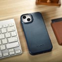 ICarer CE Oil Wax Premium Leather Folio Case skórzane etui iPhone 14 Plus z klapką magnetyczne MagSafe niebieski (AKI14220707-BU