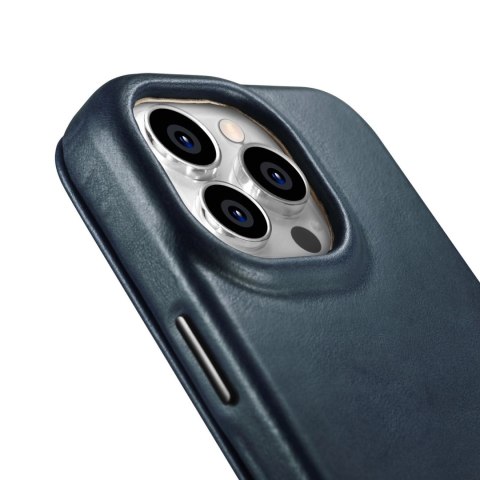 ICarer CE Oil Wax Premium Leather Folio Case skórzane etui iPhone 14 Pro Max z klapką magnetyczne MagSafe niebieski (AKI14220708 ICarer CE Oil Wax Premium Leather Folio Case skórzane etui iPhone 14 Pro Max z klapką magnetyczne MagSafe niebieski (AKI14220708