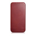 ICarer CE Oil Wax Premium Leather Folio Case skórzane etui iPhone 14 Pro z klapką magnetyczne MagSafe czerwony (AKI14220706-RD)