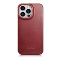 ICarer CE Oil Wax Premium Leather Folio Case skórzane etui iPhone 14 Pro z klapką magnetyczne MagSafe czerwony (AKI14220706-RD)