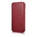 ICarer CE Oil Wax Premium Leather Folio Case skórzane etui iPhone 14 Pro z klapką magnetyczne MagSafe czerwony (AKI14220706-RD)