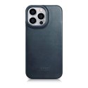 ICarer CE Oil Wax Premium Leather Folio Case skórzane etui iPhone 14 Pro z klapką magnetyczne MagSafe niebieski (AKI14220706-BU)