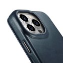 ICarer CE Oil Wax Premium Leather Folio Case skórzane etui iPhone 14 Pro z klapką magnetyczne MagSafe niebieski (AKI14220706-BU)