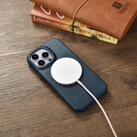 ICarer CE Oil Wax Premium Leather Folio Case skórzane etui iPhone 14 Pro z klapką magnetyczne MagSafe niebieski (AKI14220706-BU) ICarer CE Oil Wax Premium Leather Folio Case skórzane etui iPhone 14 Pro z klapką magnetyczne MagSafe niebieski (AKI14220706-BU)