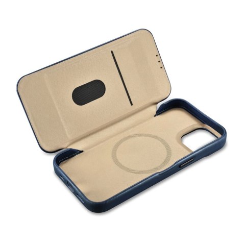 ICarer CE Oil Wax Premium Leather Folio Case skórzane etui iPhone 14 z klapką magnetyczne MagSafe niebieski (AKI14220705-BU) ICarer CE Oil Wax Premium Leather Folio Case skórzane etui iPhone 14 z klapką magnetyczne MagSafe niebieski (AKI14220705-BU)