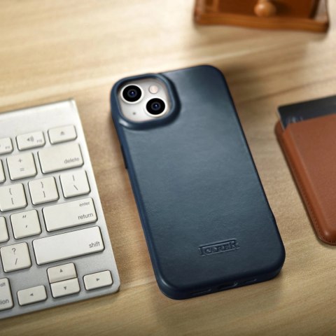 ICarer CE Oil Wax Premium Leather Folio Case skórzane etui iPhone 14 z klapką magnetyczne MagSafe niebieski (AKI14220705-BU) ICarer CE Oil Wax Premium Leather Folio Case skórzane etui iPhone 14 z klapką magnetyczne MagSafe niebieski (AKI14220705-BU)