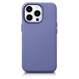 ICarer Case Leather pokrowiec etui z naturalnej skóry do iPhone 14 Pro Max jasnofioletowy (WMI14220708-LP) (kompatybilne z MagSa