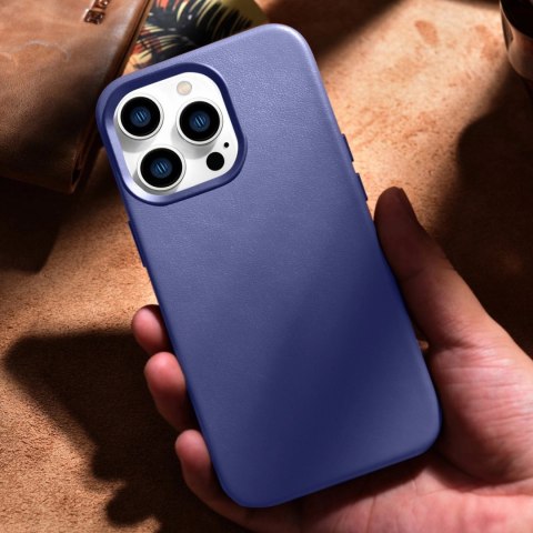 ICarer Case Leather pokrowiec etui z naturalnej skóry do iPhone 14 Pro Max jasnofioletowy (WMI14220708-LP) (kompatybilne z MagSa ICarer Case Leather pokrowiec etui z naturalnej skóry do iPhone 14 Pro Max jasnofioletowy (WMI14220708-LP) (kompatybilne z MagSa