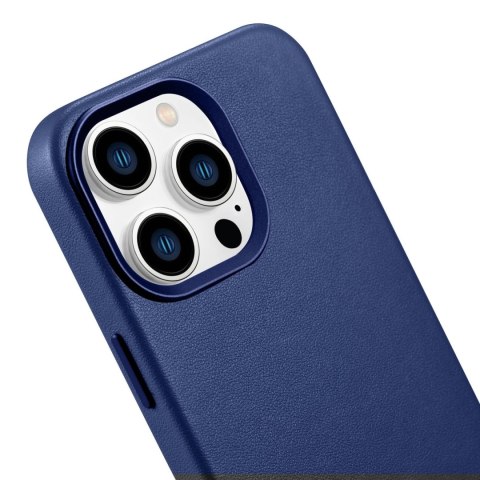 ICarer Case Leather pokrowiec etui z naturalnej skóry do iPhone 14 Pro Max niebieski (WMI14220708-BU) (kompatybilne z MagSafe) ICarer Case Leather pokrowiec etui z naturalnej skóry do iPhone 14 Pro Max niebieski (WMI14220708-BU) (kompatybilne z MagSafe)