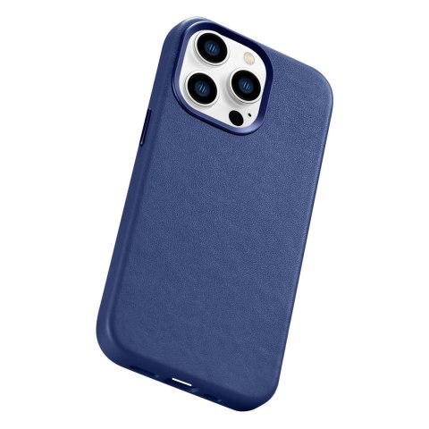 ICarer Case Leather pokrowiec etui z naturalnej skóry do iPhone 14 Pro Max niebieski (WMI14220708-BU) (kompatybilne z MagSafe) ICarer Case Leather pokrowiec etui z naturalnej skóry do iPhone 14 Pro Max niebieski (WMI14220708-BU) (kompatybilne z MagSafe)