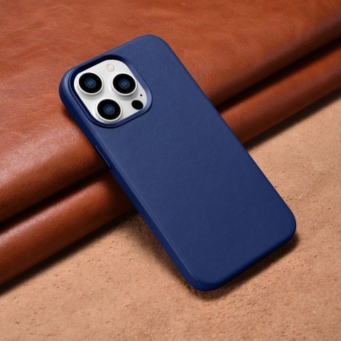 ICarer Case Leather pokrowiec etui z naturalnej skóry do iPhone 14 Pro Max niebieski (WMI14220708-BU) (kompatybilne z MagSafe) ICarer Case Leather pokrowiec etui z naturalnej skóry do iPhone 14 Pro Max niebieski (WMI14220708-BU) (kompatybilne z MagSafe)