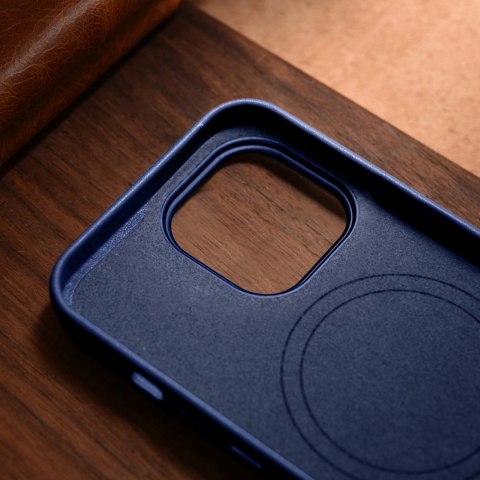 ICarer Case Leather pokrowiec etui z naturalnej skóry do iPhone 14 Pro Max niebieski (WMI14220708-BU) (kompatybilne z MagSafe) ICarer Case Leather pokrowiec etui z naturalnej skóry do iPhone 14 Pro Max niebieski (WMI14220708-BU) (kompatybilne z MagSafe)