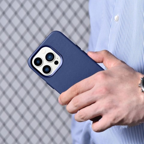 ICarer Case Leather pokrowiec etui z naturalnej skóry do iPhone 14 Pro Max niebieski (WMI14220708-BU) (kompatybilne z MagSafe) ICarer Case Leather pokrowiec etui z naturalnej skóry do iPhone 14 Pro Max niebieski (WMI14220708-BU) (kompatybilne z MagSafe)