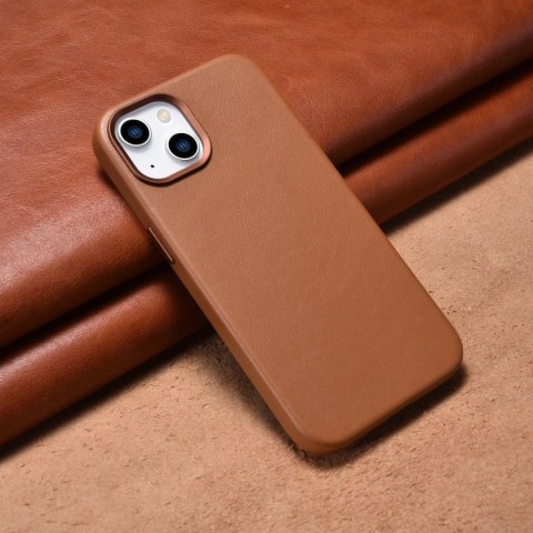 ICarer Case Leather pokrowiec etui z naturalnej skóry do iPhone 14 brązowy (WMI14220705-BN) (kompatybilne z MagSafe) ICarer Case Leather pokrowiec etui z naturalnej skóry do iPhone 14 brązowy (WMI14220705-BN) (kompatybilne z MagSafe)