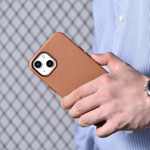ICarer Case Leather pokrowiec etui z naturalnej skóry do iPhone 14 brązowy (WMI14220705-BN) (kompatybilne z MagSafe) ICarer Case Leather pokrowiec etui z naturalnej skóry do iPhone 14 brązowy (WMI14220705-BN) (kompatybilne z MagSafe)