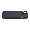 ICarer Case Leather pokrowiec etui z naturalnej skóry do iPhone 14 ciemnofioletowy (WMI14220705-DP) (kompatybilne z MagSafe)
