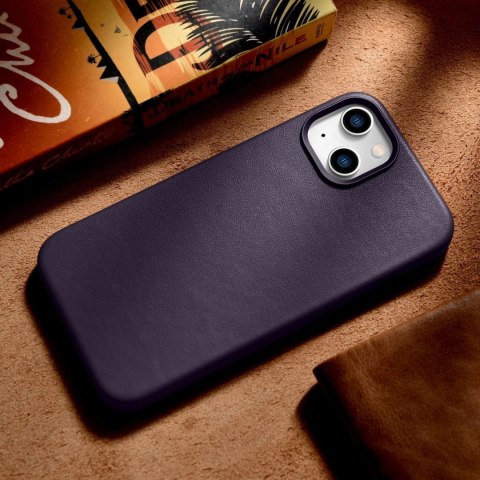 ICarer Case Leather pokrowiec etui z naturalnej skóry do iPhone 14 ciemnofioletowy (WMI14220705-DP) (kompatybilne z MagSafe) ICarer Case Leather pokrowiec etui z naturalnej skóry do iPhone 14 ciemnofioletowy (WMI14220705-DP) (kompatybilne z MagSafe)