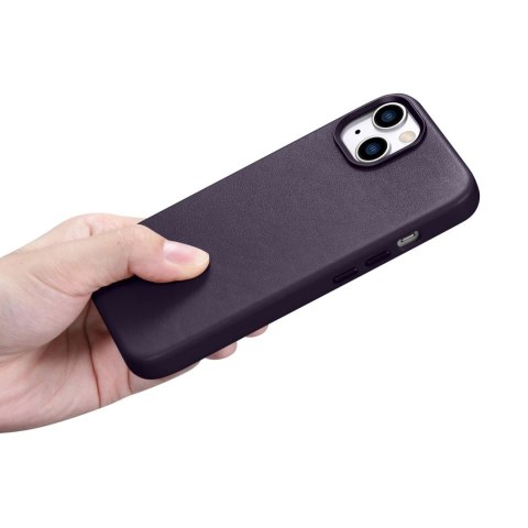 ICarer Case Leather pokrowiec etui z naturalnej skóry do iPhone 14 ciemnofioletowy (WMI14220705-DP) (kompatybilne z MagSafe) ICarer Case Leather pokrowiec etui z naturalnej skóry do iPhone 14 ciemnofioletowy (WMI14220705-DP) (kompatybilne z MagSafe)