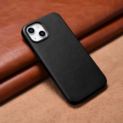 ICarer Case Leather pokrowiec etui z naturalnej skóry do iPhone 14 czarny (WMI14220705-BK) (kompatybilne z MagSafe) ICarer Case Leather pokrowiec etui z naturalnej skóry do iPhone 14 czarny (WMI14220705-BK) (kompatybilne z MagSafe)