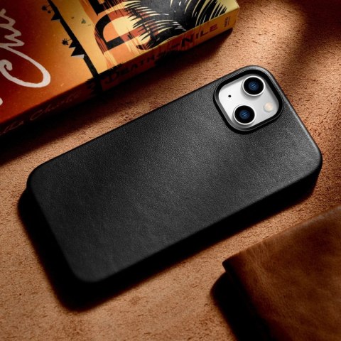 ICarer Case Leather pokrowiec etui z naturalnej skóry do iPhone 14 czarny (WMI14220705-BK) (kompatybilne z MagSafe) ICarer Case Leather pokrowiec etui z naturalnej skóry do iPhone 14 czarny (WMI14220705-BK) (kompatybilne z MagSafe)