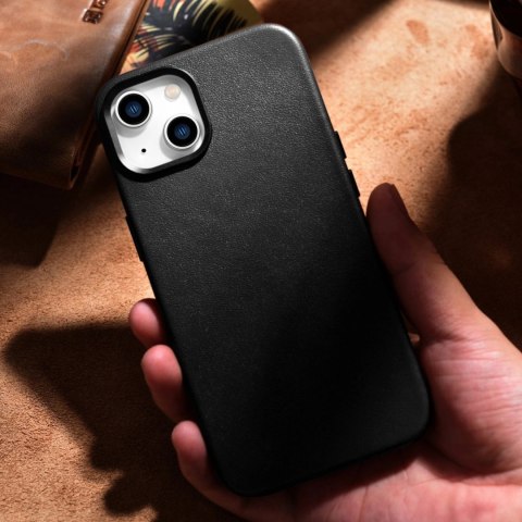 ICarer Case Leather pokrowiec etui z naturalnej skóry do iPhone 14 czarny (WMI14220705-BK) (kompatybilne z MagSafe) ICarer Case Leather pokrowiec etui z naturalnej skóry do iPhone 14 czarny (WMI14220705-BK) (kompatybilne z MagSafe)