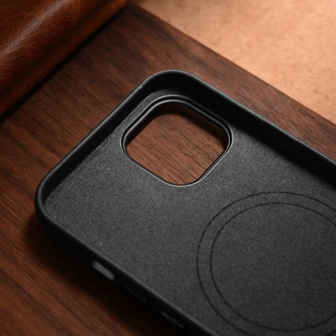 ICarer Case Leather pokrowiec etui z naturalnej skóry do iPhone 14 czarny (WMI14220705-BK) (kompatybilne z MagSafe) ICarer Case Leather pokrowiec etui z naturalnej skóry do iPhone 14 czarny (WMI14220705-BK) (kompatybilne z MagSafe)