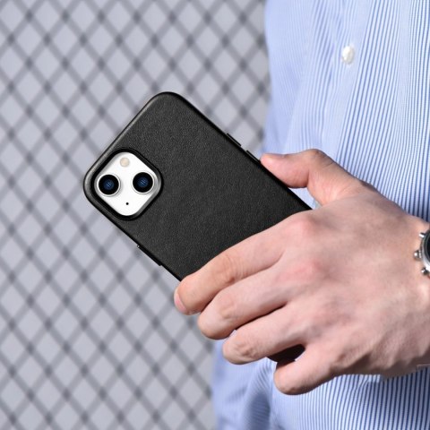 ICarer Case Leather pokrowiec etui z naturalnej skóry do iPhone 14 czarny (WMI14220705-BK) (kompatybilne z MagSafe) ICarer Case Leather pokrowiec etui z naturalnej skóry do iPhone 14 czarny (WMI14220705-BK) (kompatybilne z MagSafe)