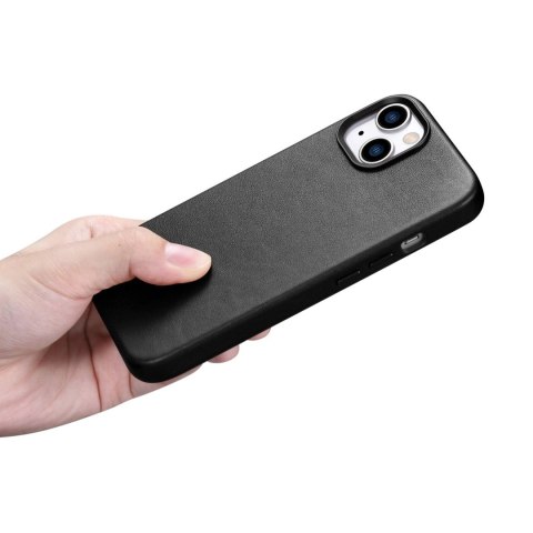 ICarer Case Leather pokrowiec etui z naturalnej skóry do iPhone 14 czarny (WMI14220705-BK) (kompatybilne z MagSafe) ICarer Case Leather pokrowiec etui z naturalnej skóry do iPhone 14 czarny (WMI14220705-BK) (kompatybilne z MagSafe)