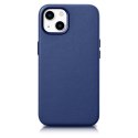 ICarer Case Leather pokrowiec etui z naturalnej skóry do iPhone 14 niebieski (WMI14220705-BU) (kompatybilne z MagSafe)