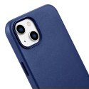 ICarer Case Leather pokrowiec etui z naturalnej skóry do iPhone 14 niebieski (WMI14220705-BU) (kompatybilne z MagSafe)