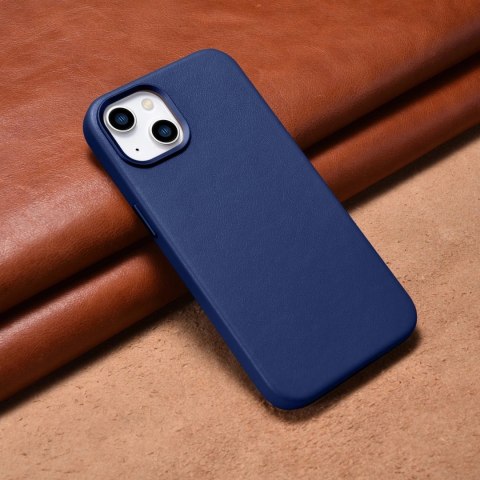 ICarer Case Leather pokrowiec etui z naturalnej skóry do iPhone 14 niebieski (WMI14220705-BU) (kompatybilne z MagSafe) ICarer Case Leather pokrowiec etui z naturalnej skóry do iPhone 14 niebieski (WMI14220705-BU) (kompatybilne z MagSafe)