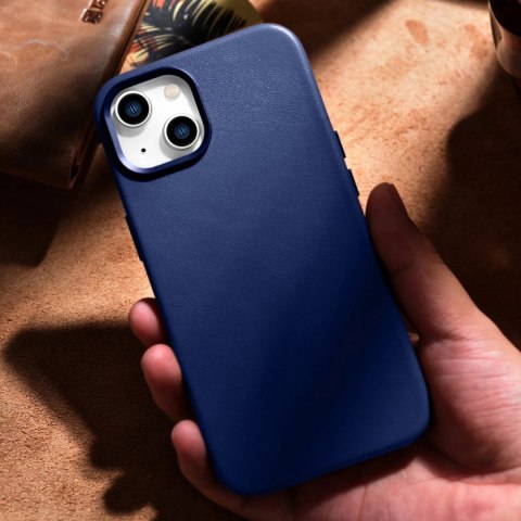 ICarer Case Leather pokrowiec etui z naturalnej skóry do iPhone 14 niebieski (WMI14220705-BU) (kompatybilne z MagSafe) ICarer Case Leather pokrowiec etui z naturalnej skóry do iPhone 14 niebieski (WMI14220705-BU) (kompatybilne z MagSafe)