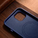 ICarer Case Leather pokrowiec etui z naturalnej skóry do iPhone 14 niebieski (WMI14220705-BU) (kompatybilne z MagSafe)