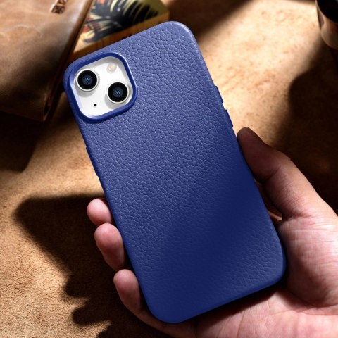 ICarer Litchi Premium Leather Case skórzane etui iPhone 14 Plus magnetyczne z MagSafe ciemnoniebieski (WMI14220711-DB) ICarer Litchi Premium Leather Case skórzane etui iPhone 14 Plus magnetyczne z MagSafe ciemnoniebieski (WMI14220711-DB)