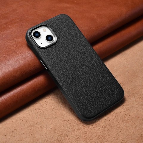 ICarer Litchi Premium Leather Case skórzane etui iPhone 14 Plus magnetyczne z MagSafe czarny (WMI14220711-BK) ICarer Litchi Premium Leather Case skórzane etui iPhone 14 Plus magnetyczne z MagSafe czarny (WMI14220711-BK)
